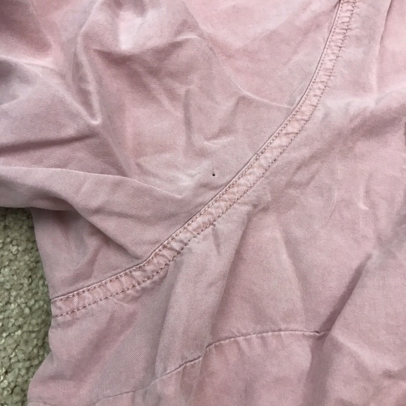 Catherines Blush Pink Stonewashed Roll Tab Blouse - Picture 5 of 6
